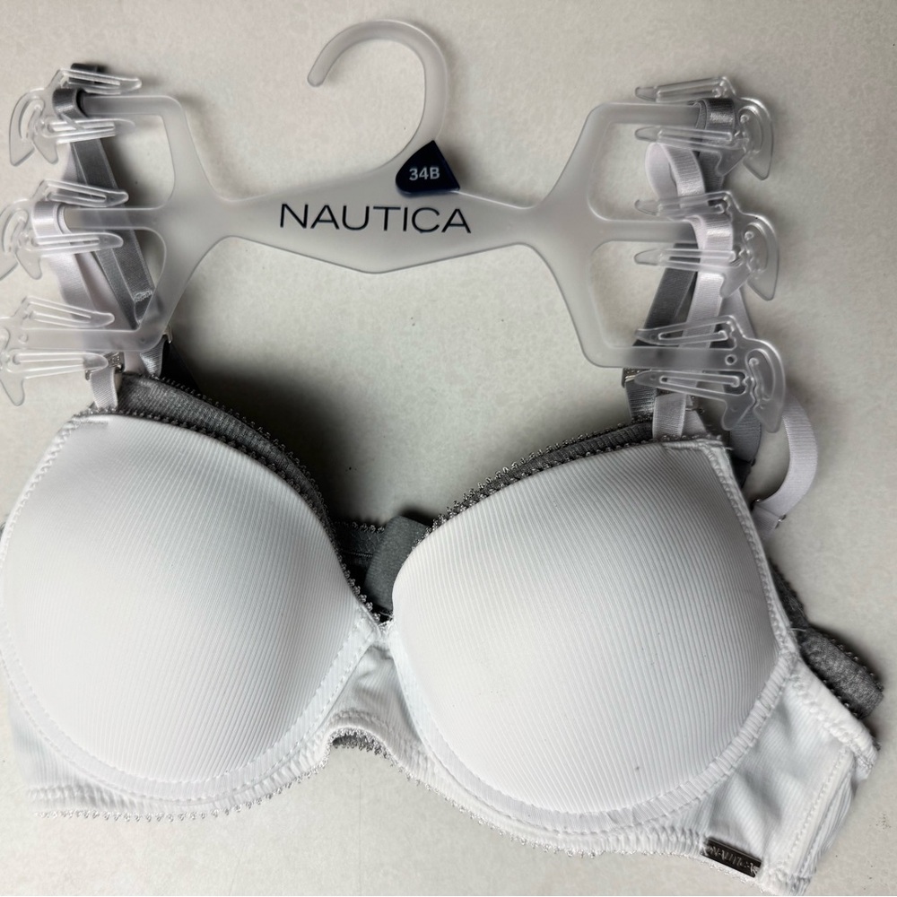 Nautica Women's Classic White and Gray Bra